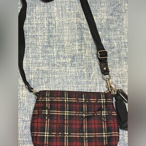 Coach Red and Black Plaid Crossbody Bag